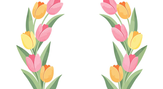 Beautiful Pink and Yellow Tulips Border Design.