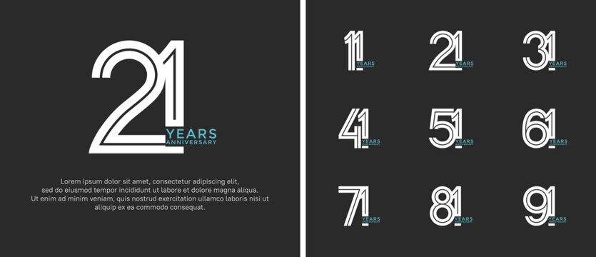 anniversary vector logo set, white and blue color can be use for celebration