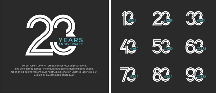anniversary vector logo set, white and blue color can be use for celebration