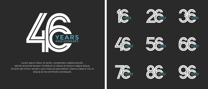 anniversary vector logo set, white and blue color can be use for celebration