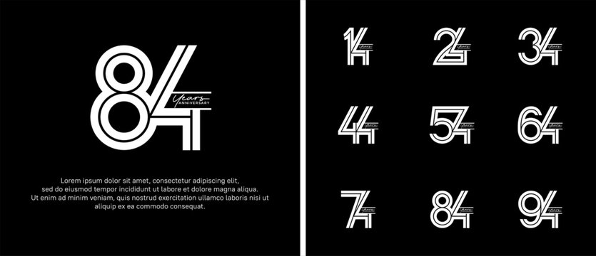 anniversary vector logo set, white color with handwriting can be use for celebration