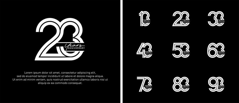 anniversary vector logo set, white color with handwriting can be use for celebration