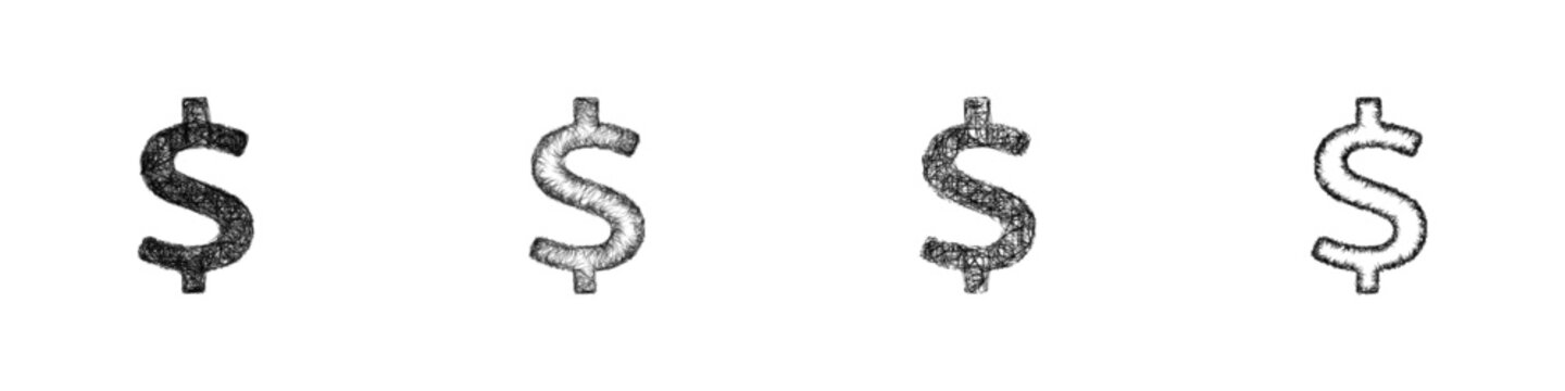 Sketch dollar icon design set