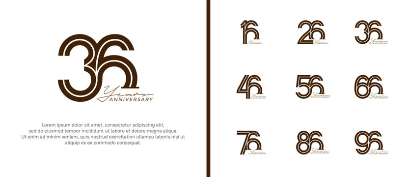 anniversary vector logo set, black color with handwriting can be use for celebration