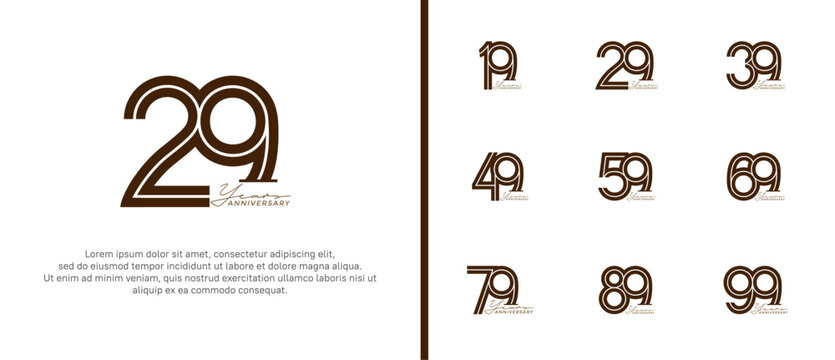 anniversary vector logo set, black color with handwriting can be use for celebration