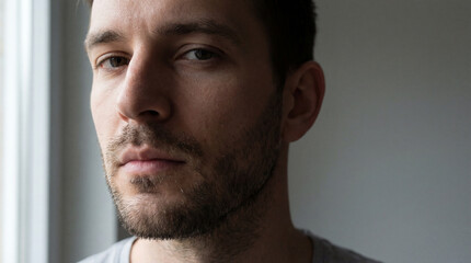 Obraz premium Portrait of a young man with beard looking at camera