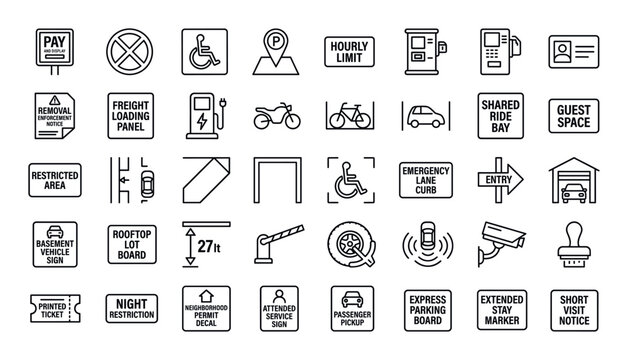 Vehicle standing regulation set including pay and display board, stopping prohibited disc, accessible bay emblem, designated spot