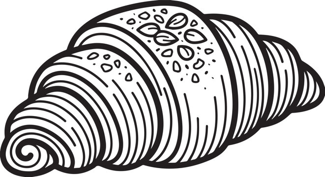 black and white line art almond pastry badambura icon isolated illustration