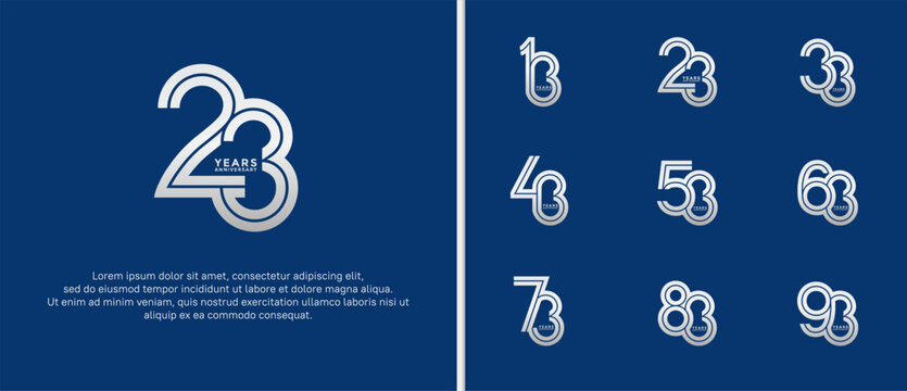 anniversary vector logo set, silver color can be use for celebration