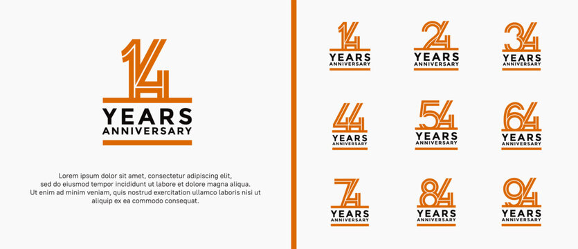 anniversary vector logo set, brown and black color can be use for celebration