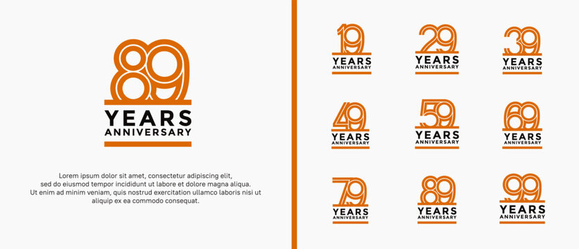 anniversary vector logo set, brown and black color can be use for celebration