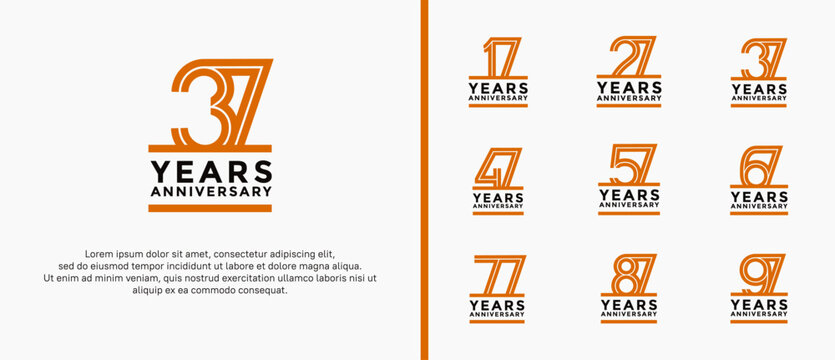 anniversary vector logo set, brown and black color can be use for celebration