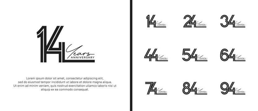 anniversary vector logo set, black color and handwriting can be use for celebration