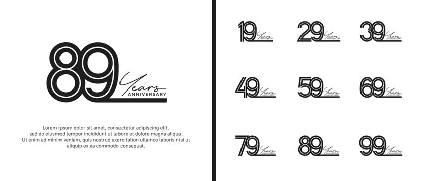 anniversary vector logo set, black color and handwriting can be use for celebration