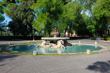 Fountain in Garden of Villa Borghese in Rome, Italy. Architecture and landmark of Rome. Cityscape of Rome.