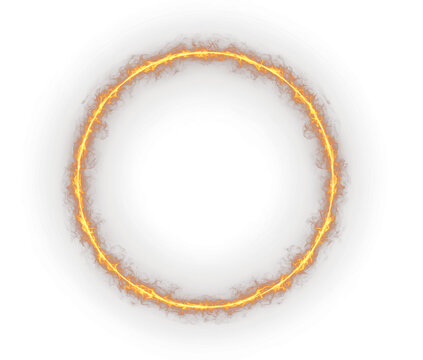 Burning fire circle flame ring with orange glowing energy and magic heat sparks for fantasy game vfx and cinematic portal design 