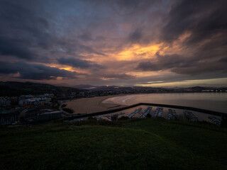Laredo marina and beach at dramatic sunrise © larrui