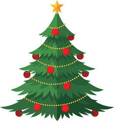 Fototapeta premium A christmas tree decorated with ornaments isolated on transparent background