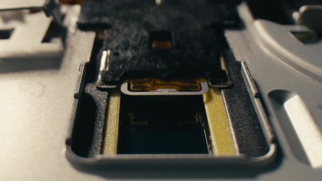 Floppy disc FDD close up, Using diskette for old PC computer macro. Archive programme or Music recorder, playing retro computer games. Vintage device for office, obsolete technology. 