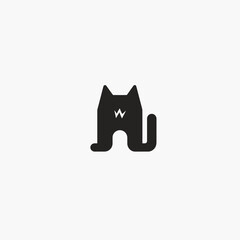 Fototapeta premium Minimalist black cat icon on white background suitable for various applications