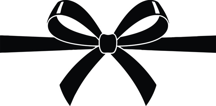 A simple black silhouette icon of a decorative gift ribbon bow isolated on a plain white background Vector