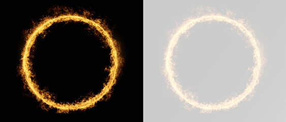 Fire circle ring burning magic flame portal and orange glowing halo for fantasy game vfx and cinematic heat effects overlay fire png © theladydarina