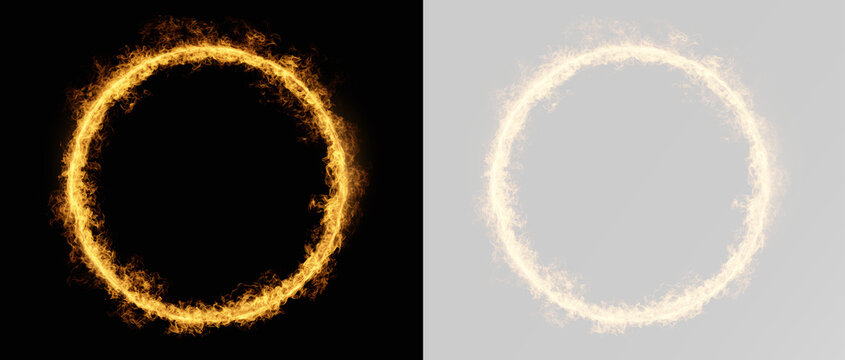 Fire circle ring burning magic flame portal and orange glowing halo for fantasy game vfx and cinematic heat effects overlay fire png