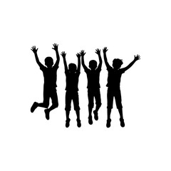Children jumping isolated on white background.