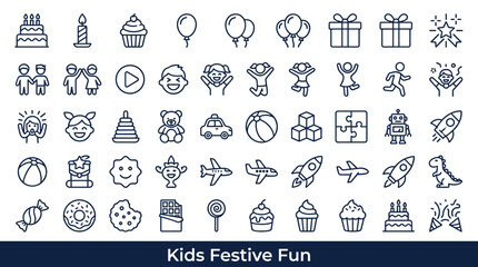 Festive playtime occasion symbols and joyful entertainment elements associated with young guests having fun together represented