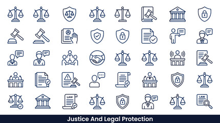 Obraz premium Justice system support symbols and legal protection elements associated with defending rights and resolving disputes represented