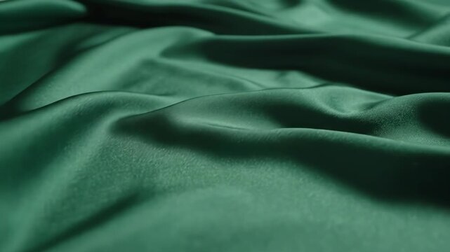 Rich emerald green fabric with smooth textures, elegant folds, and soft sheen under diffused light
