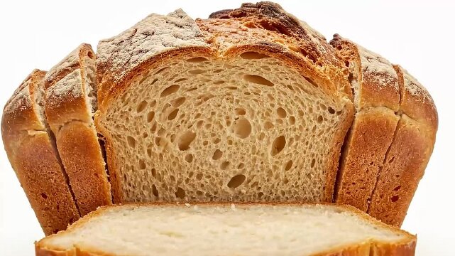 Freshly baked loaf of bread sliced and ready to eat