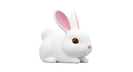 Obraz premium Cute White Rabbit with Pink Ears and Nose, Detailed Eye
