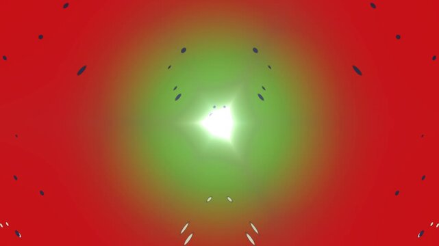 Green Light Burst with Particles Red Background.