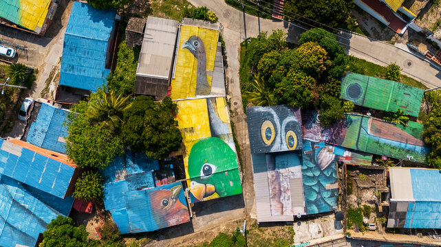Aerial View of the Church of Usiacur&iacute; on Hilltop Surrounded by Colorful Town &ndash; Atl&aacute;ntico, Colombia