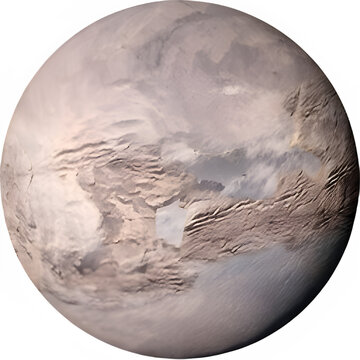A detailed 3D render of Miranda, the smallest and innermost of Uranus's five major moons, isolated on a transparent background.