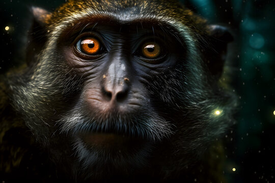 Monkey portrait. Neural network AI generated art