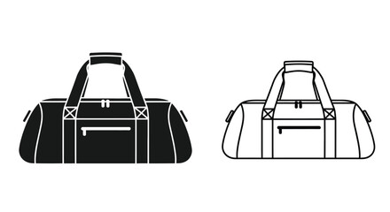 Obraz premium Two duffel bags one solid and one outlined in black and white silhouette