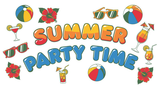 Set of 10 summer party icons vector