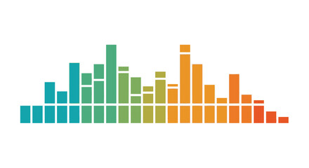 Fototapeta premium Colorful sound wave equalizer bars, representing audio, music, data visualization, and digital technology on a white background