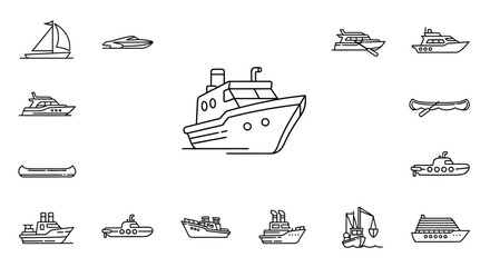 Various Types of Boats and Ships. © gabriel