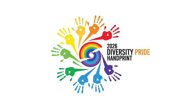 2026 Diversity Pride Handprint Logo Vector