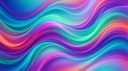 Obraz premium Vibrant wavy lines in shades of purple blue green and pink create a mesmerizing abstract background with a sense of movement and fluidity