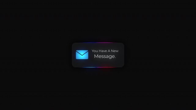 You Have A New Message, Mail or Incoming Message Notification with Alpha Channel, Technology and Cyberspace Interface element. Social media futuristic, notification alert. AI Assistant Notification 4K