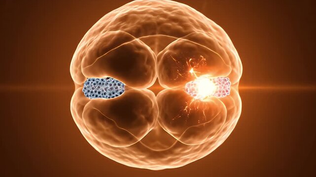 Abstract 3D Render of Early Human Embryo Cell Division and Development Glowing Orange with Soft Background Light