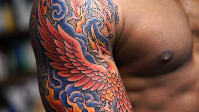 Vibrant Phoenix tattoo on skin