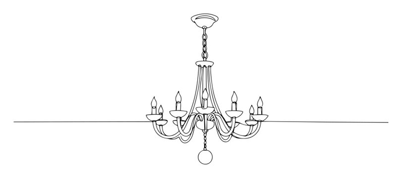 chandelier line drawing with candles