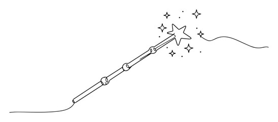 magic wand line drawing with sparkles © Wieslaw