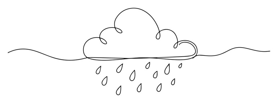 cloud with falling rain line art
