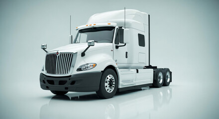 Naklejka premium White Semi Truck Transportation Logistics Modern Studio